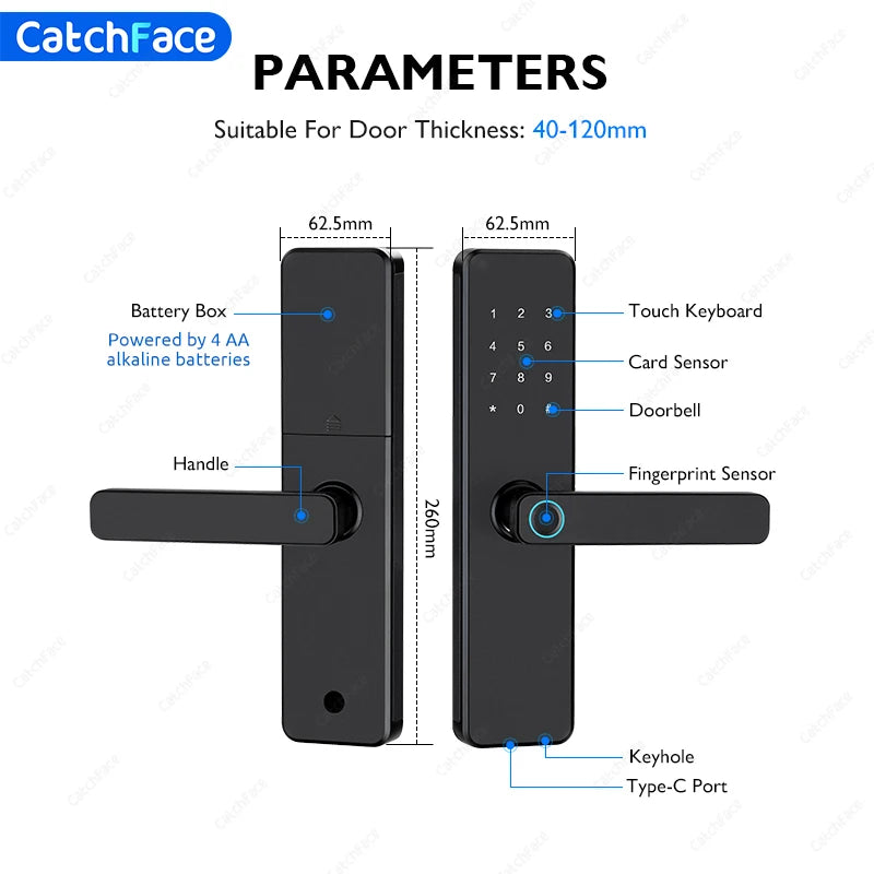 Bluetooth TTLock App Fingerprint Door Lock Code Card Key