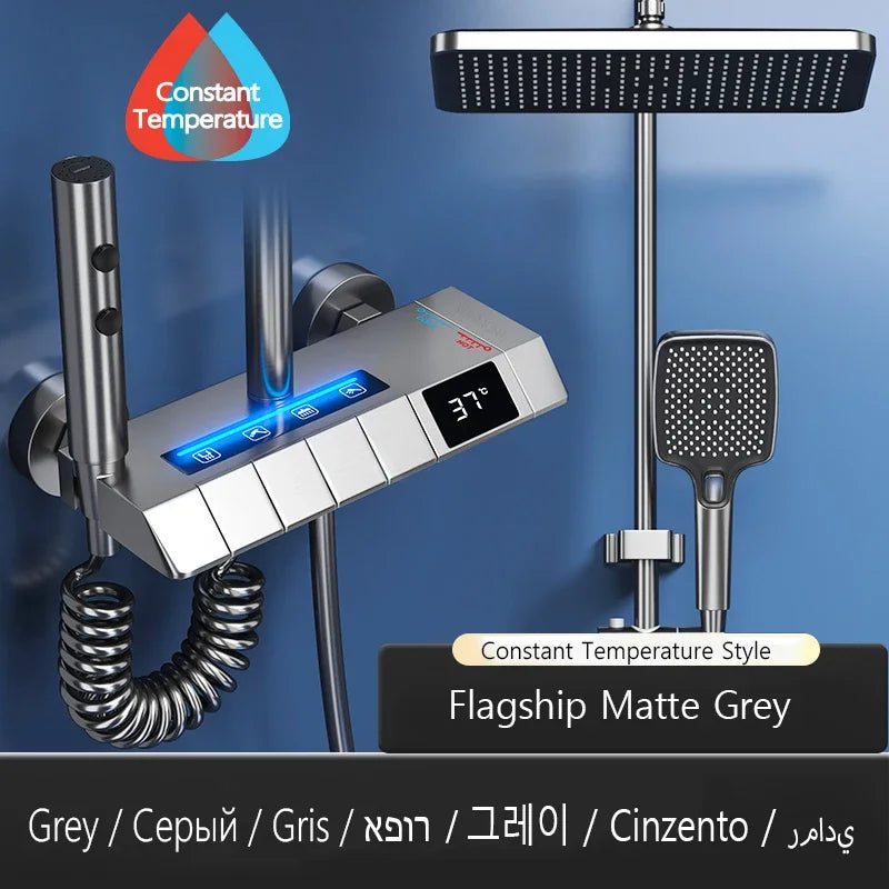 Piano Keys Bathroom Shower System Intelligent LED Temperature Display Shower