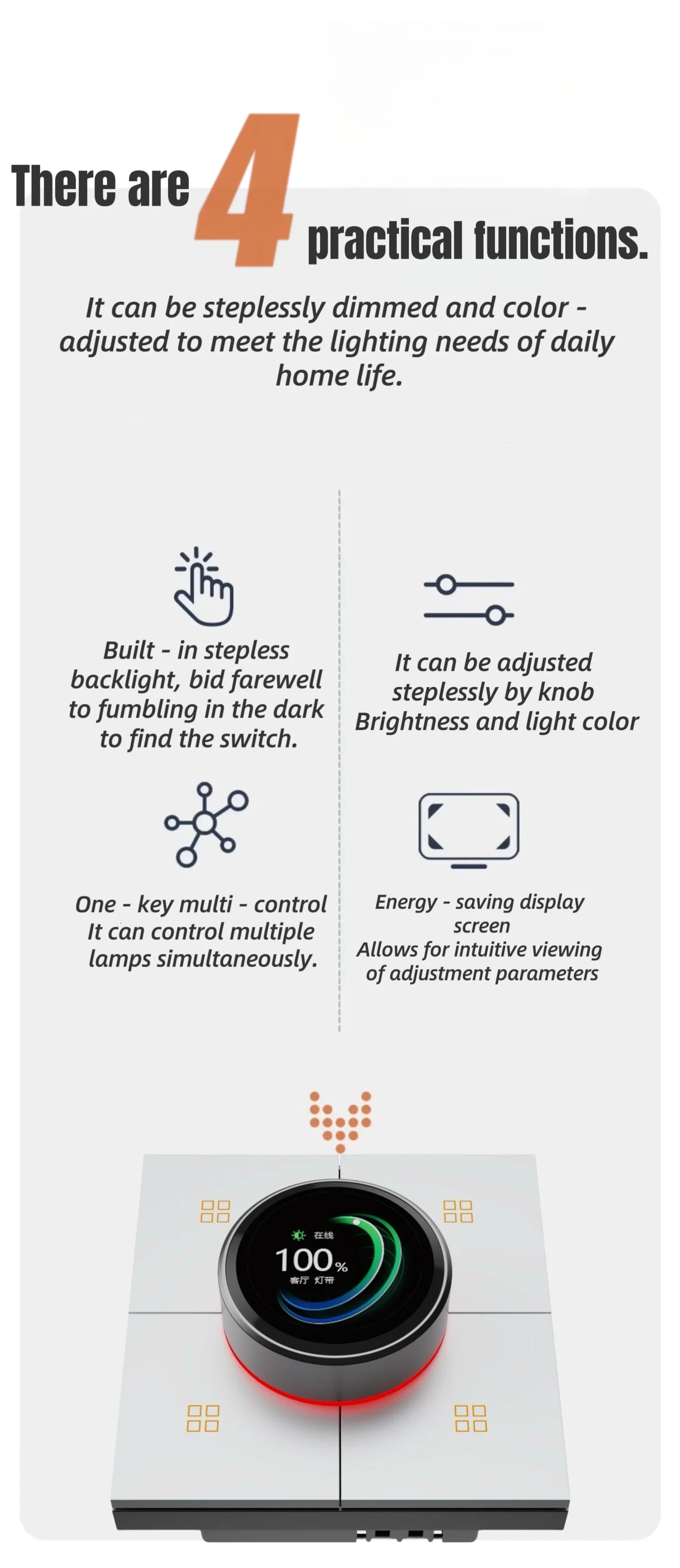 Tuya Smart Knob Dimming Switch, Zigbee Dual Relay Version