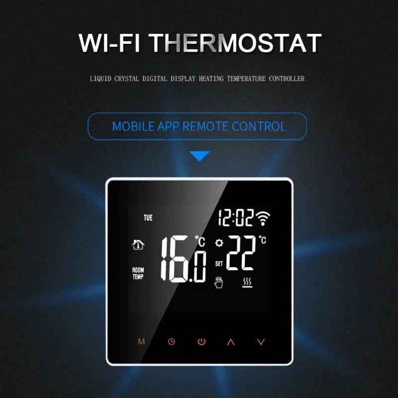 Multi-System Smart Thermostat Controls Electric Floor Heating/Gas Boilers via WiFi, Supports Voice&App Temperature Adjustment