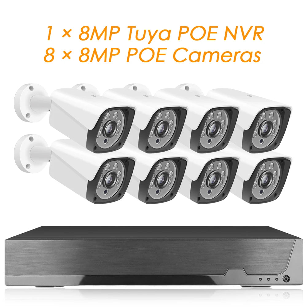 8CH 8MP POE Video Surveillance System H265 4K HD Security CCTV