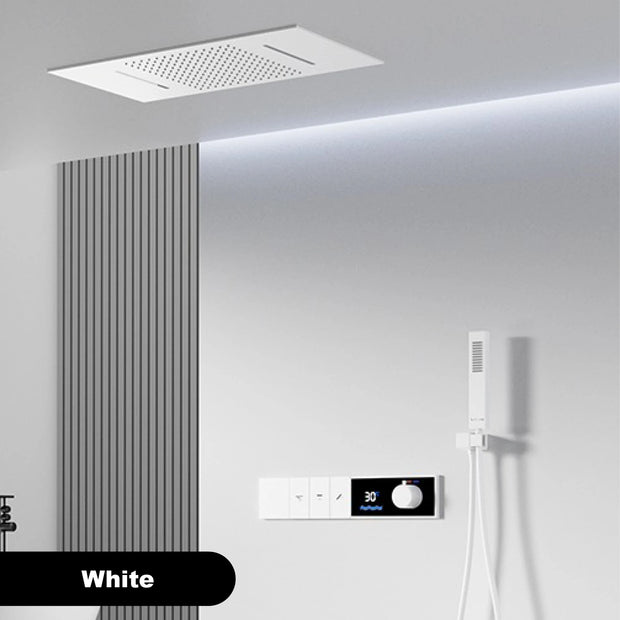 Luxury Brass Gun Grey Thermostatic LED Digital Display 3 Spray Modes Shower System