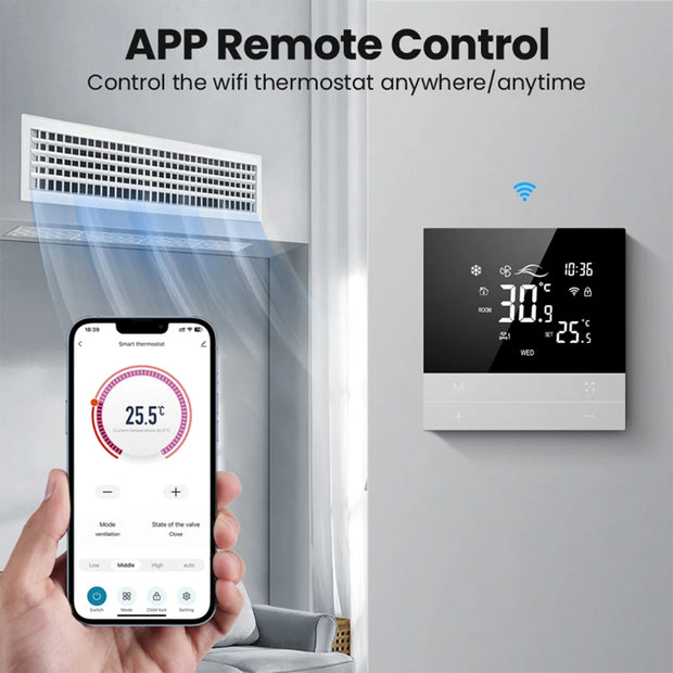 AVATTO Tuya WiFi Smart Central Air Conditioning Thermostat, Heating And Cooling Function
