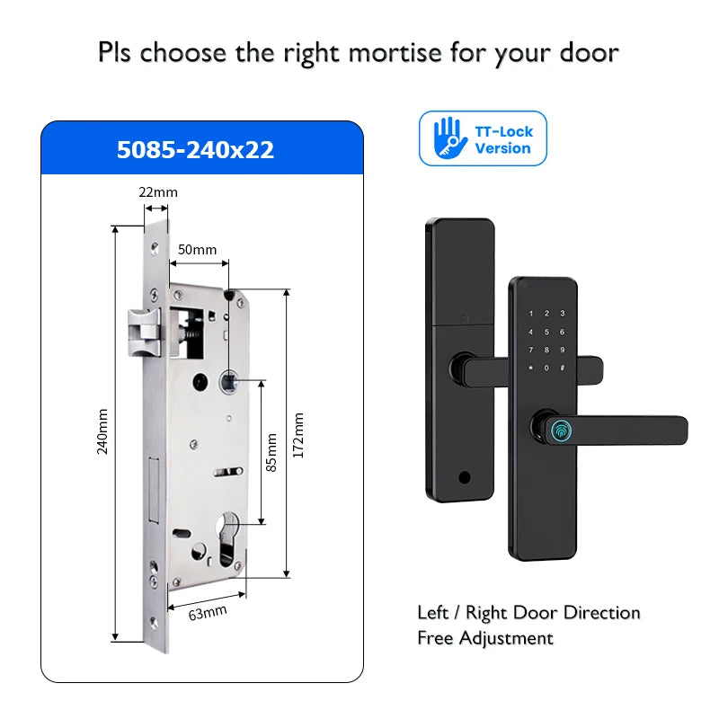 Bluetooth TTLock App Fingerprint Door Lock Code Card Key