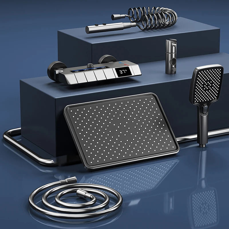 Piano Keys Bathroom Shower System Intelligent LED Temperature Display Shower