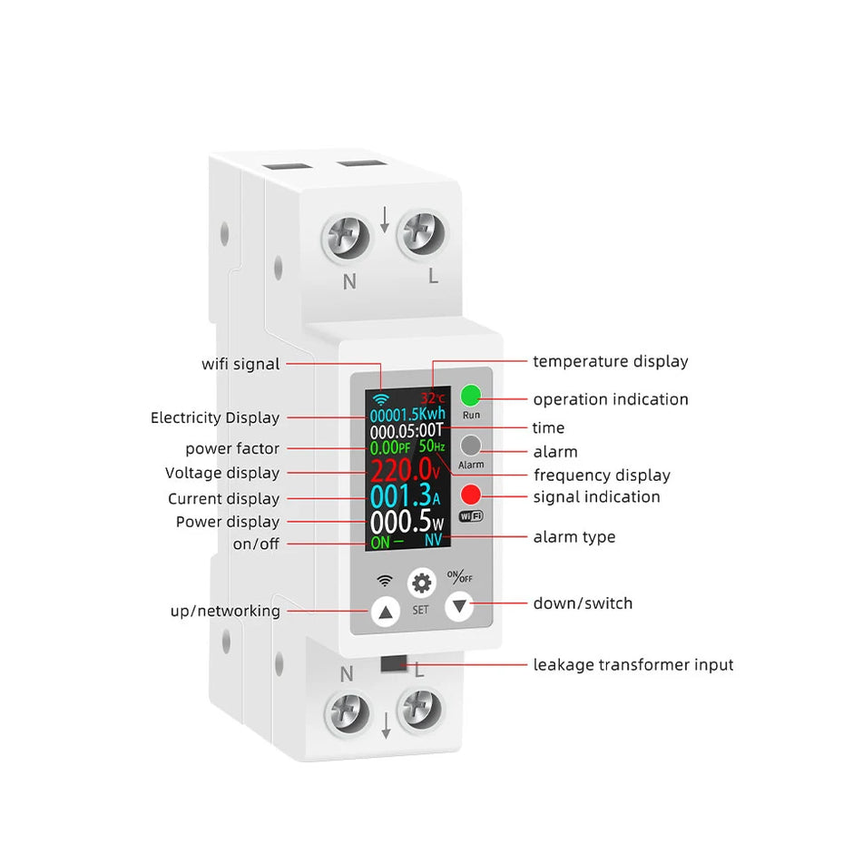 TUYA WIFI LCD Screen Smart Circuit Breaker