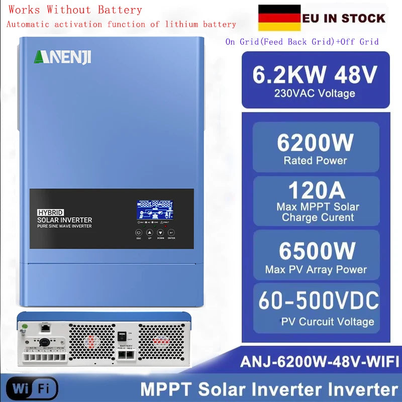 Hybrid Solar Inverter 6.2KW 48V Pure Sine Wave