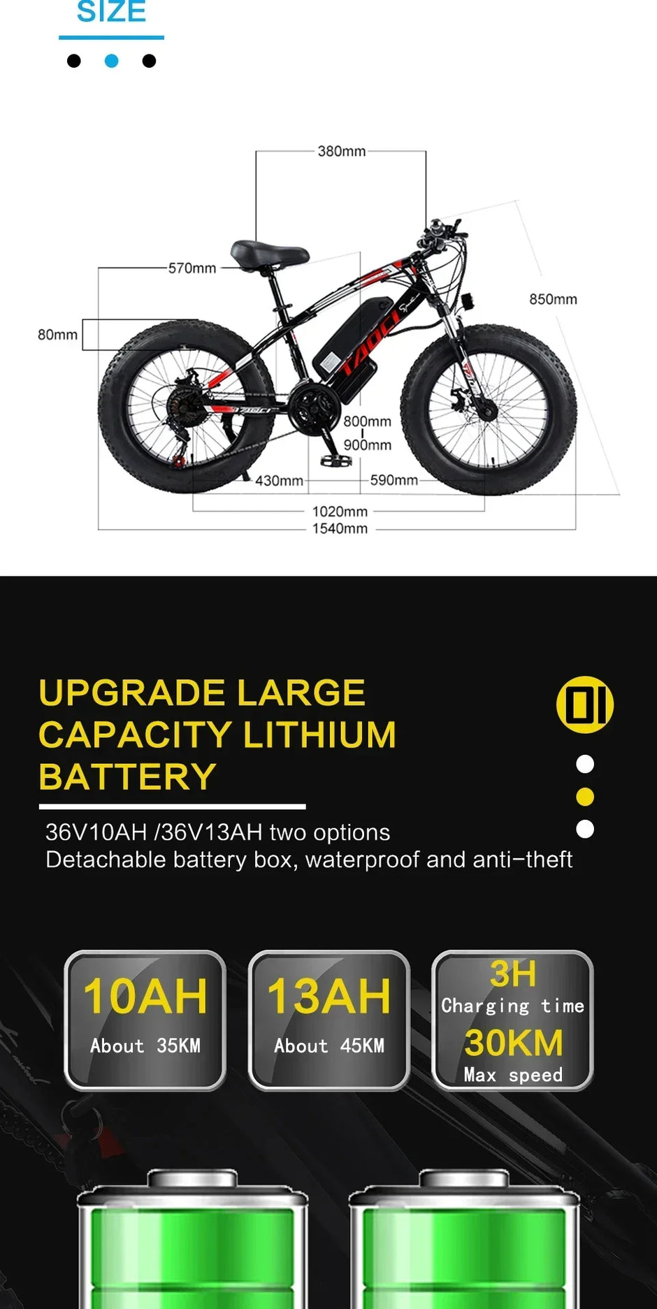 AKEZ 350W Motor Electric Bike 36V13AH Lithium battery E-bicycle
