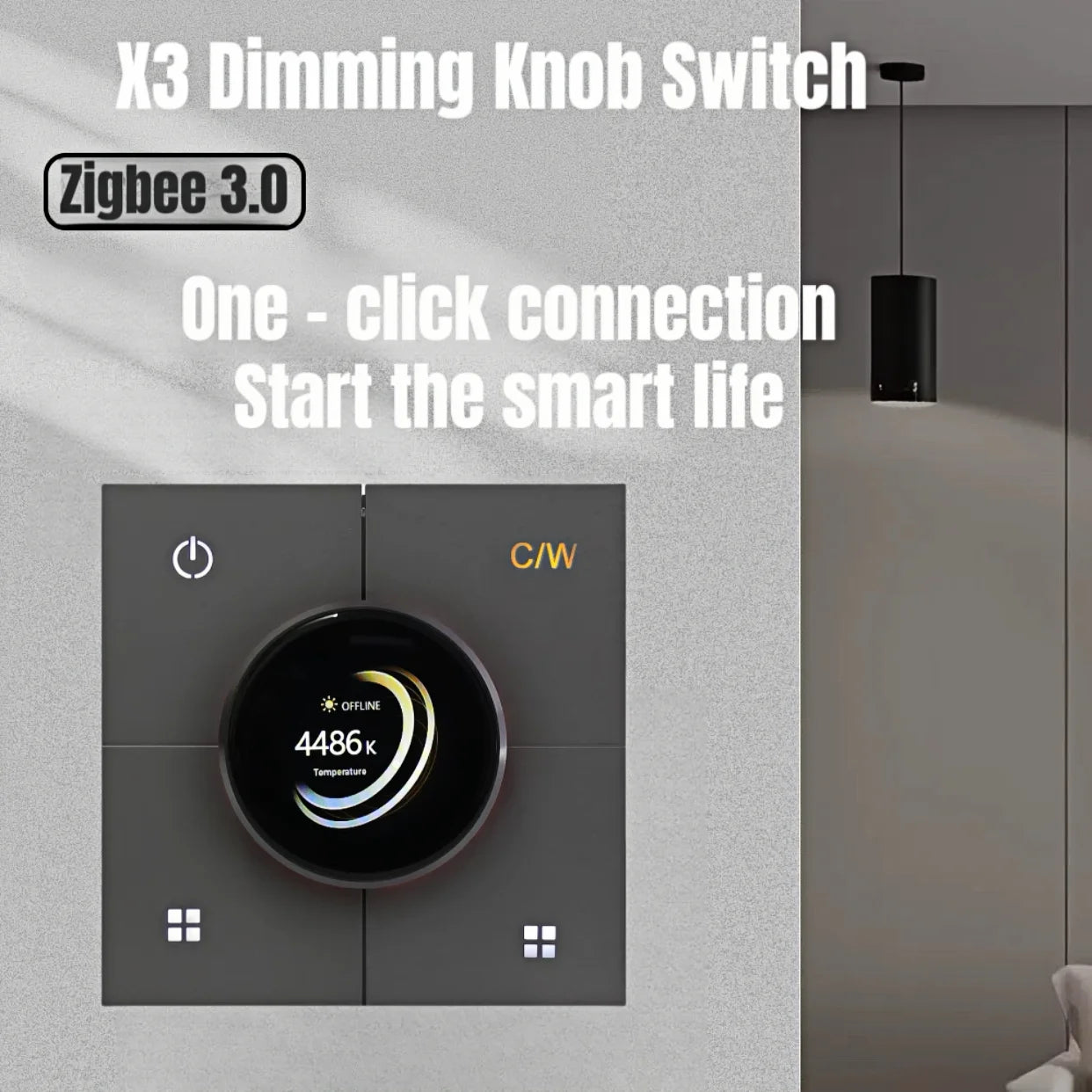 Tuya Smart Knob Dimming Switch, Zigbee Dual Relay Version | Timer Switch | Knob Light Dimming | Mobile Phone Control