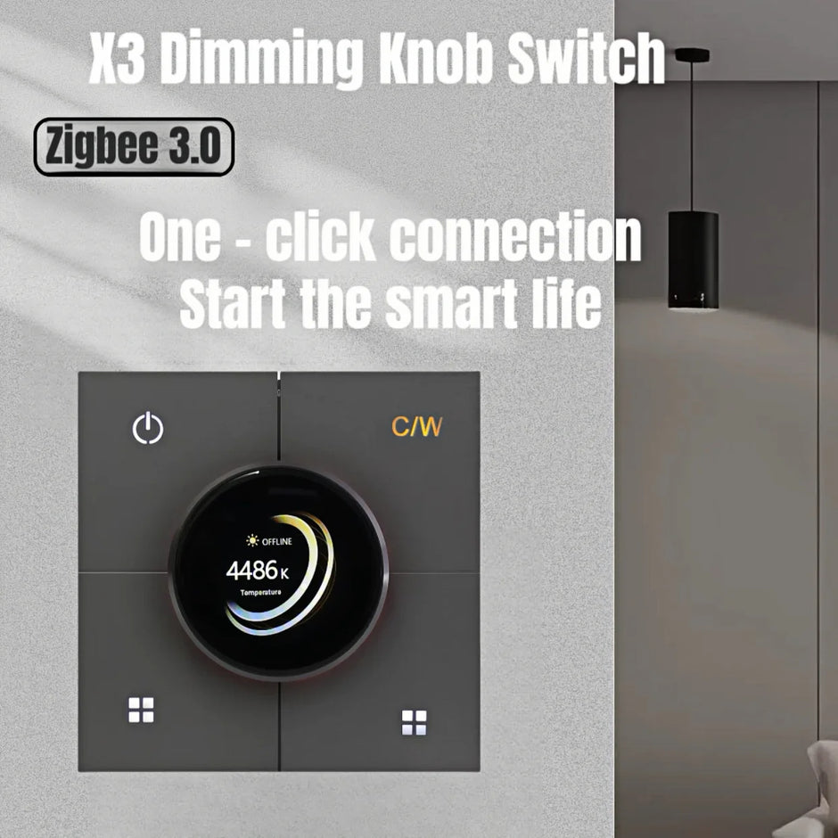 Tuya Smart Knob Dimming Switch, Zigbee Dual Relay Version | Timer Switch | Knob Light Dimming | Mobile Phone Control