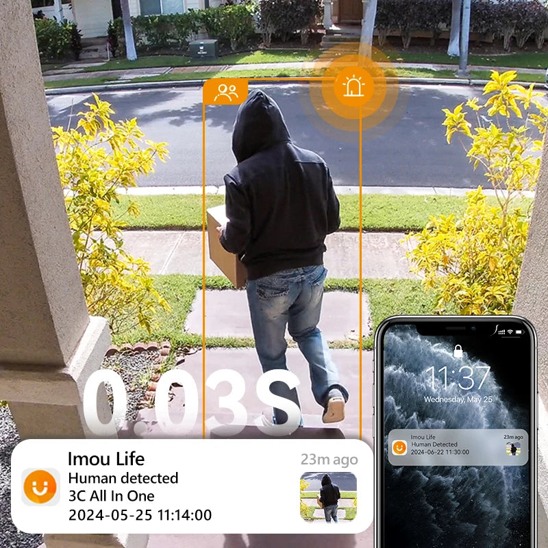 IMOU Cell PT 2C Solar Security Camera - 5MP WiFi Camera with 5000mAh Battery, Human Detection & Weatherproof Design