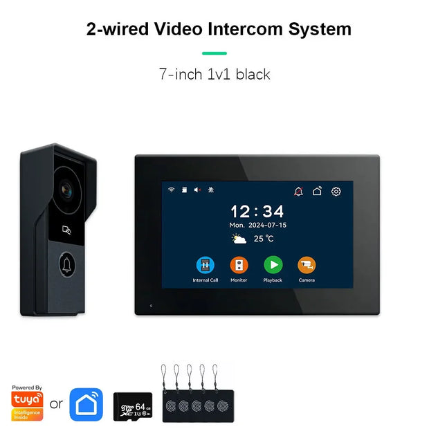 Tuya Smart 1080P 2 Wire Visiophone Doorbell Video Intercom System