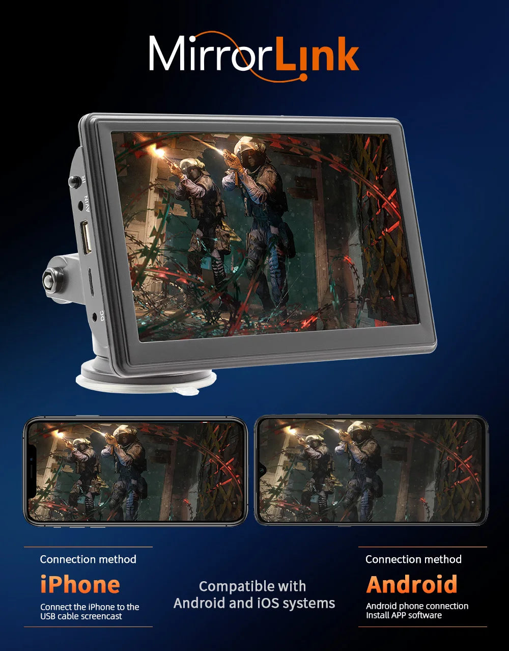 Universal 7 Car Radio Multimedia WIFI Video Player Wireless Carplay & Android