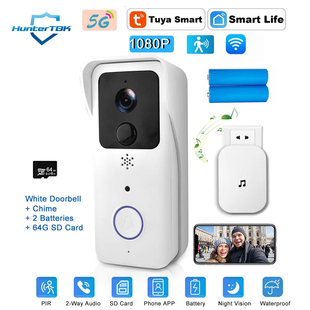 Video Doorbell 1080P Tuya Smart Outdoor Wireless Intercom