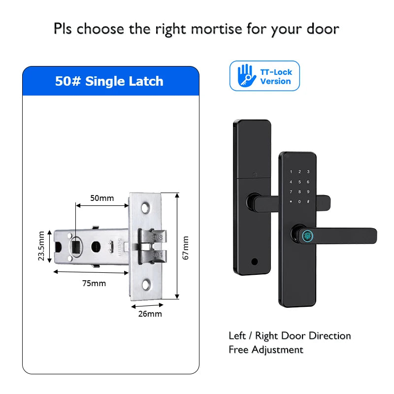 Bluetooth TTLock App Fingerprint Door Lock Code Card Key