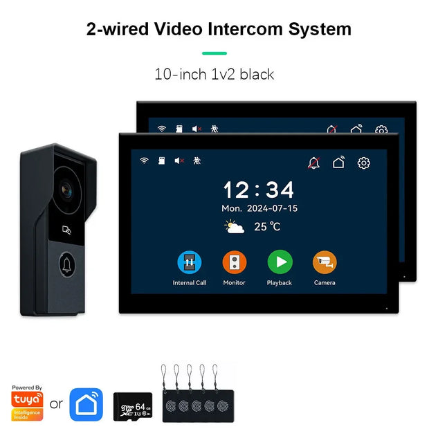 Tuya Smart 1080P 2 Wire Visiophone Doorbell Video Intercom System