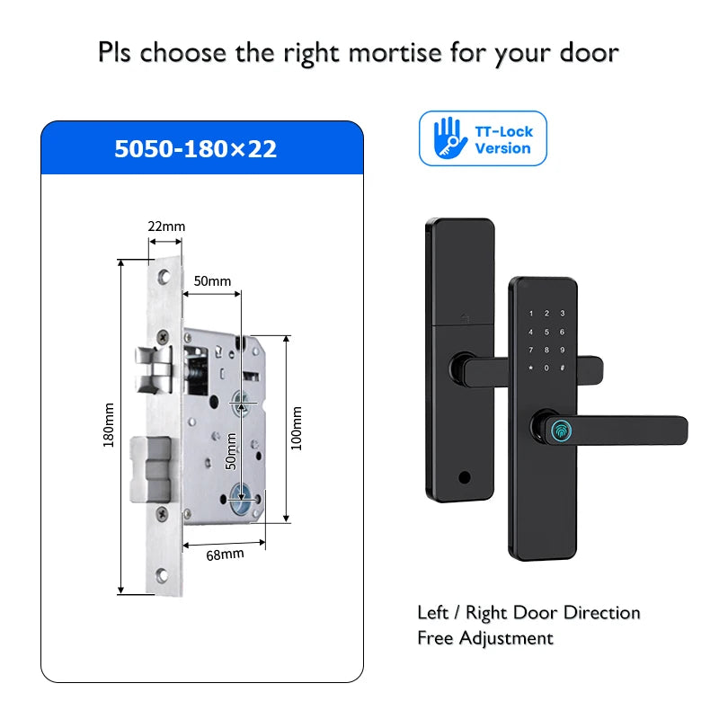 Bluetooth TTLock App Fingerprint Door Lock Code Card Key