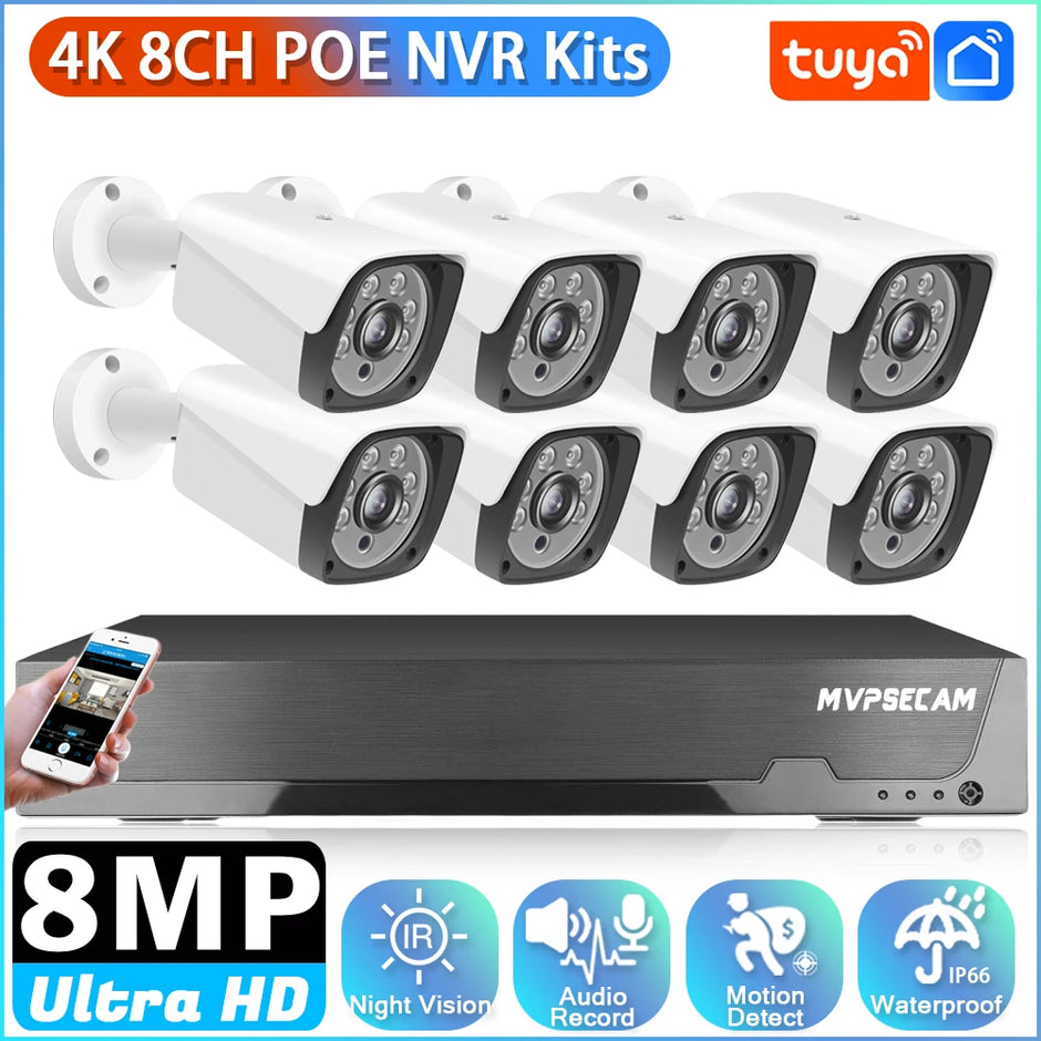 8CH 8MP POE Video Surveillance System H265 4K HD Security CCTV