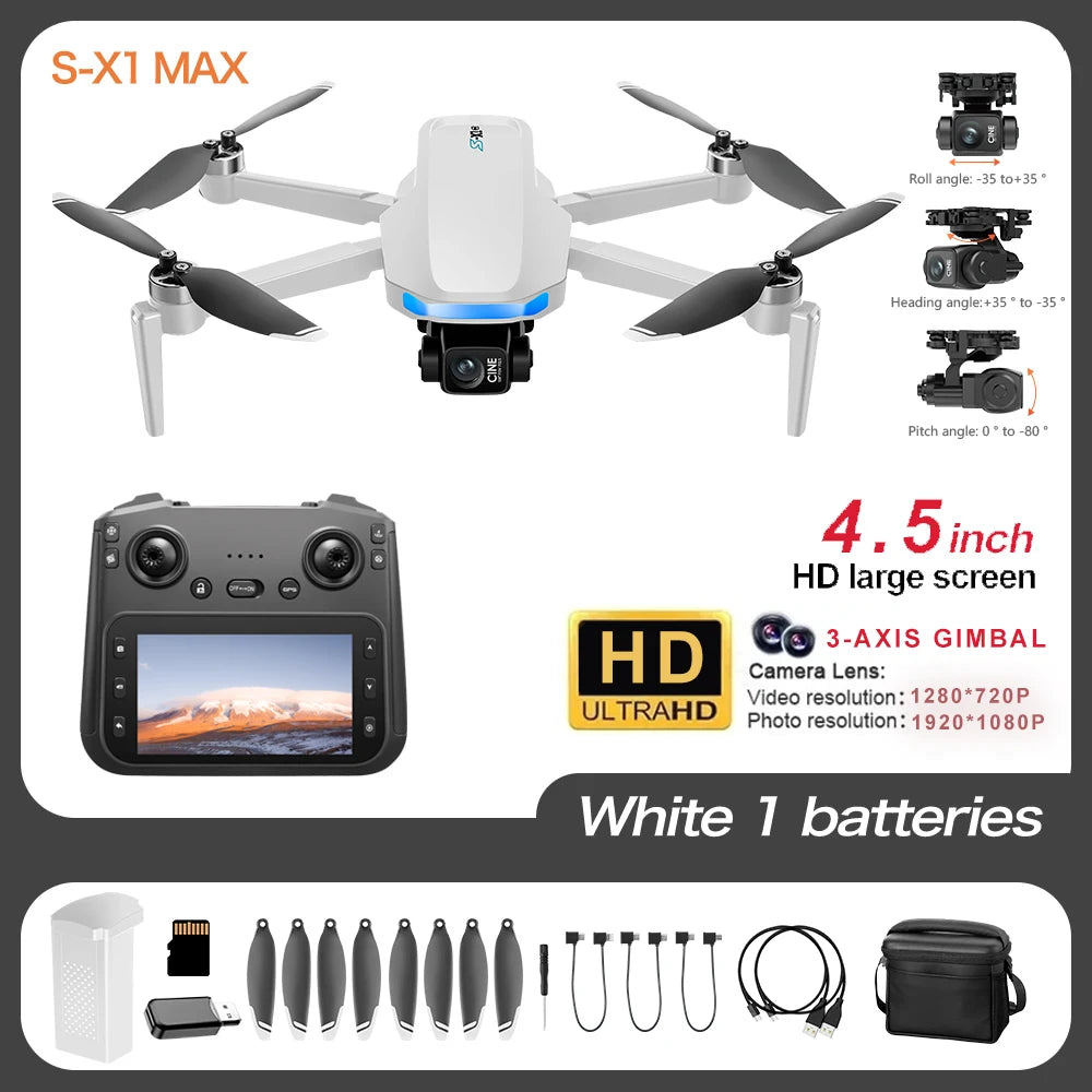 S-X1 MAX GPS Drone Professional 4K Camera Large Screen Remote Control Folding Drone