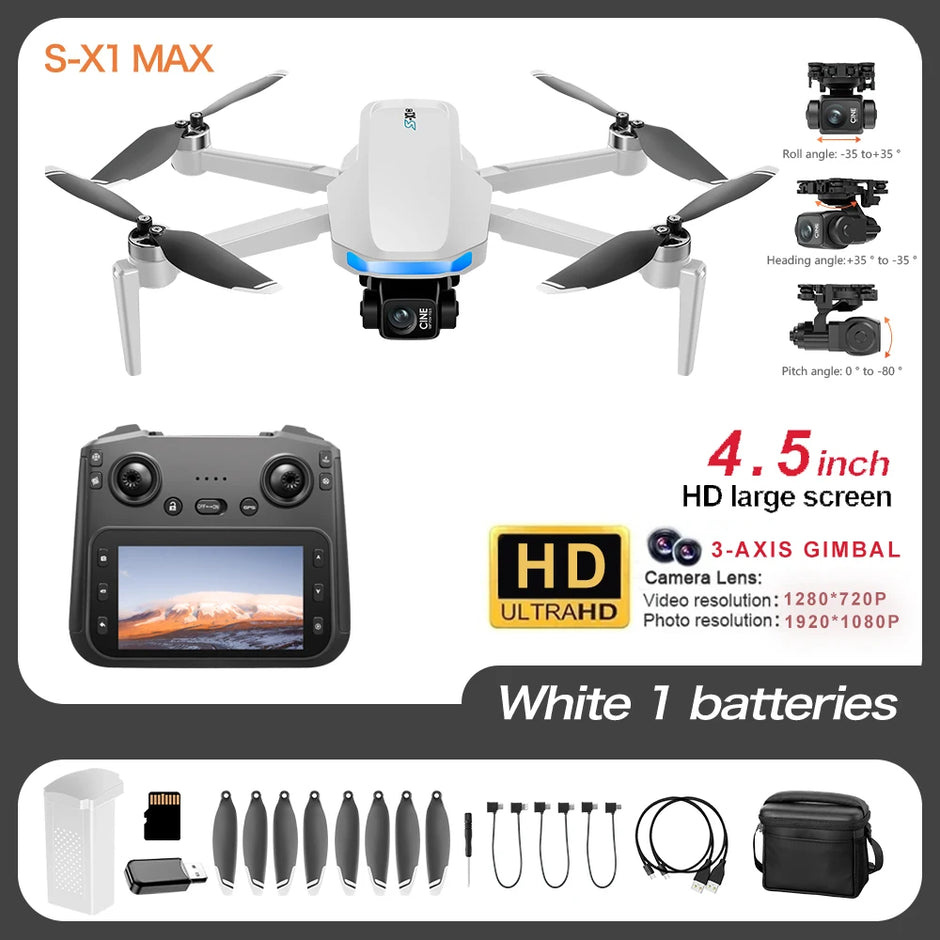 S-X1 MAX GPS Drone Professional 4K Camera Large Screen Remote Control Folding Drone