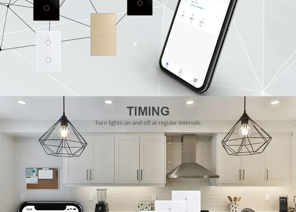 Tuya Smart Switches US Neutral Wire/No Neutral Wire Required 1/2/3/4 Gang