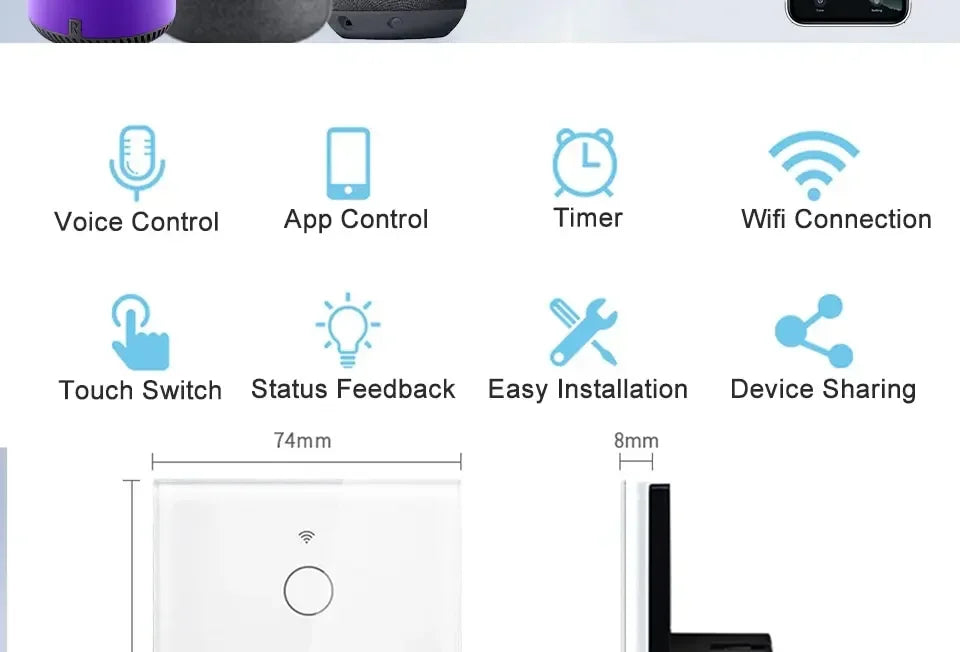 Tuya Smart Switches US Neutral Wire/No Neutral Wire Required 1/2/3/4 Gang