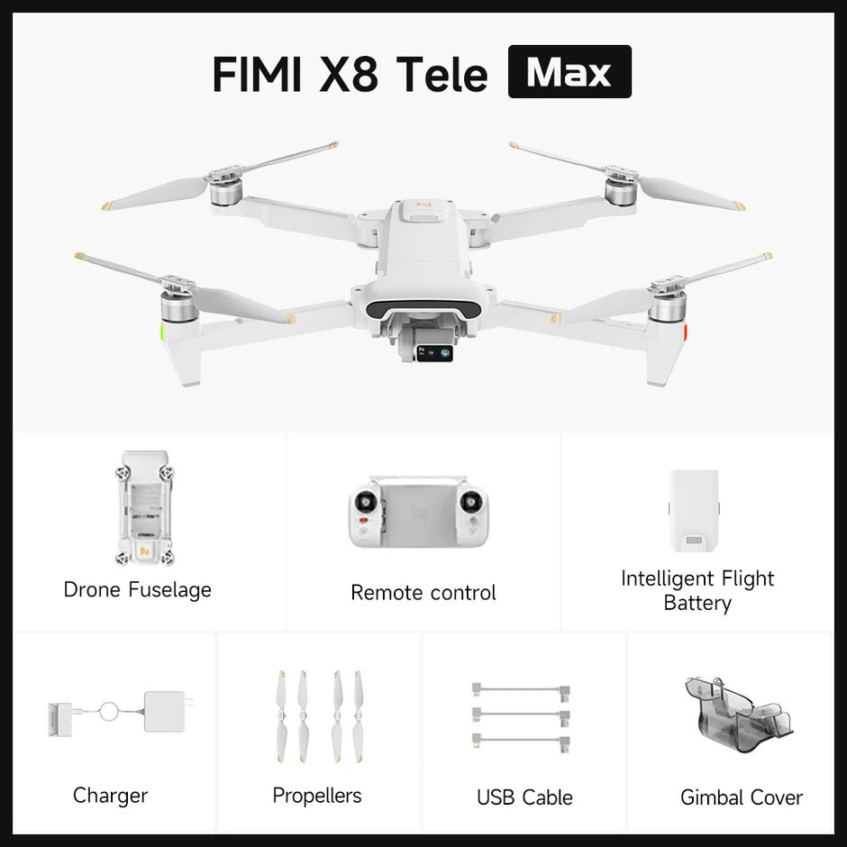 FIMI X8 Tele Max Drone 20km Range 4K 60fps Dual Camera