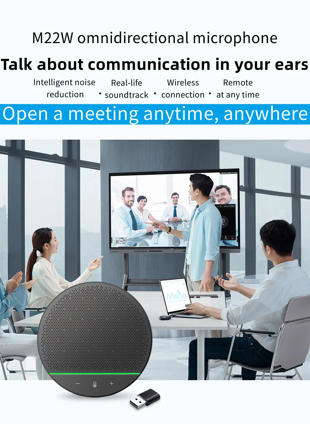 Omni-directional Microphone 10M Radius 360° Pickup Wireless Conference Speaker