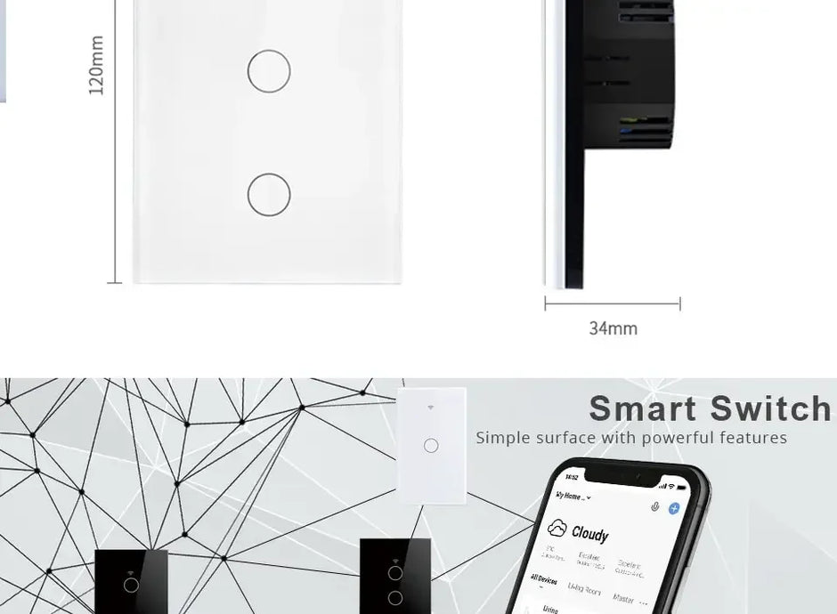 Tuya Smart Switches US Neutral Wire/No Neutral Wire Required 1/2/3/4 Gang