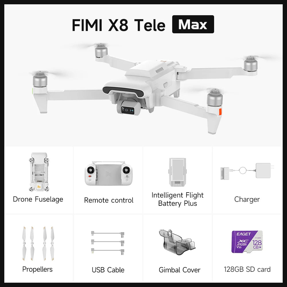 FIMI X8 Tele Max Drone 20km Range 4K 60fps Dual Camera