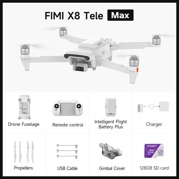 FIMI X8 Tele Max Drone 20km Range 4K 60fps Dual Camera