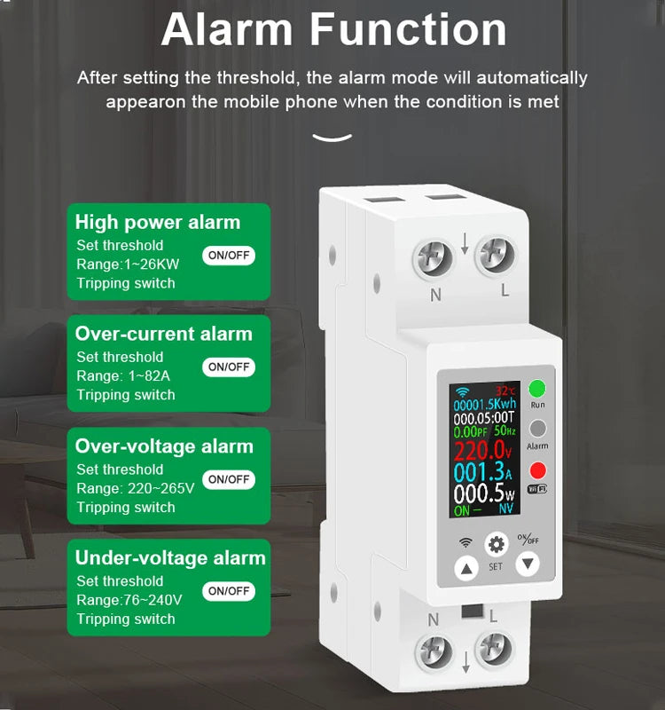 TUYA WIFI LCD Screen Smart Circuit Breaker