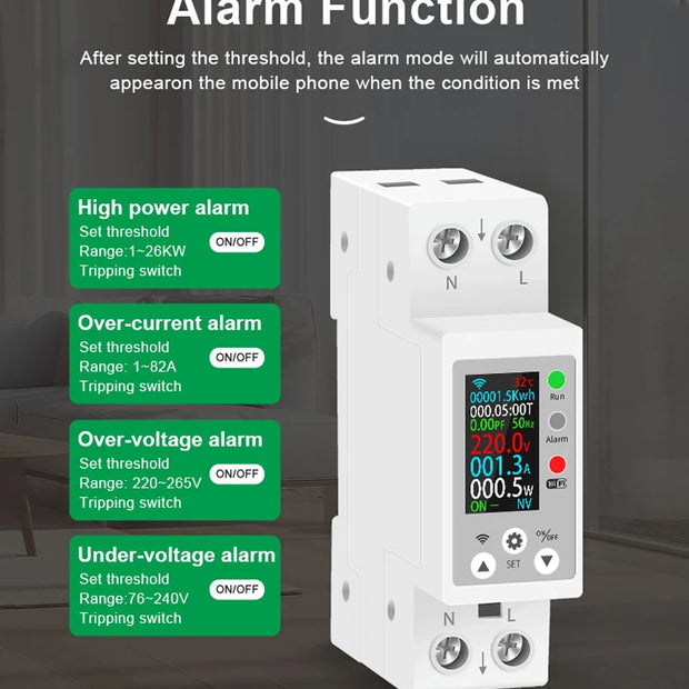 TUYA WIFI LCD Screen Smart Circuit Breaker