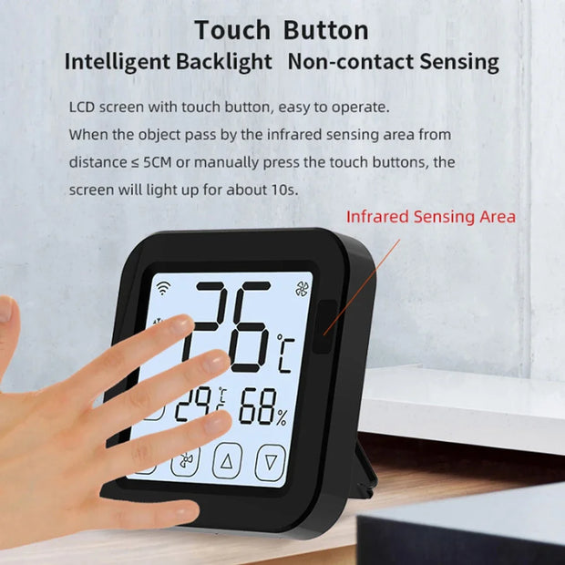 Smart Home Temperature Humidity Sensor Remote Control with LED Screen