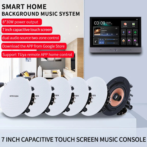 Smart Home Background Music System Two Zones Playback Home Theater System 8-channel Speakers