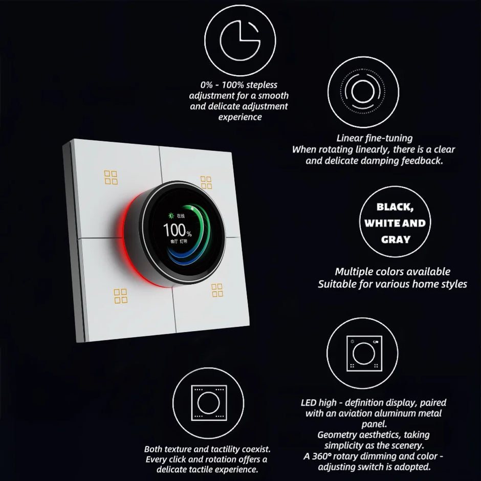 Tuya Smart Knob Dimming Switch, Zigbee Dual Relay Version