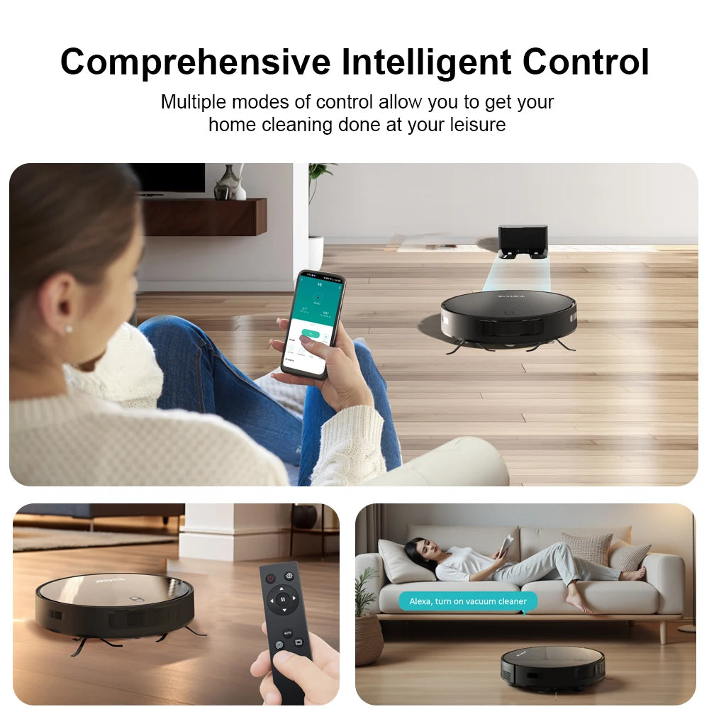 Robot Vacuum Cleaner Combo Mop,3500PA Suction Robotic,WiFi/Voice Control,Auto-Recharge