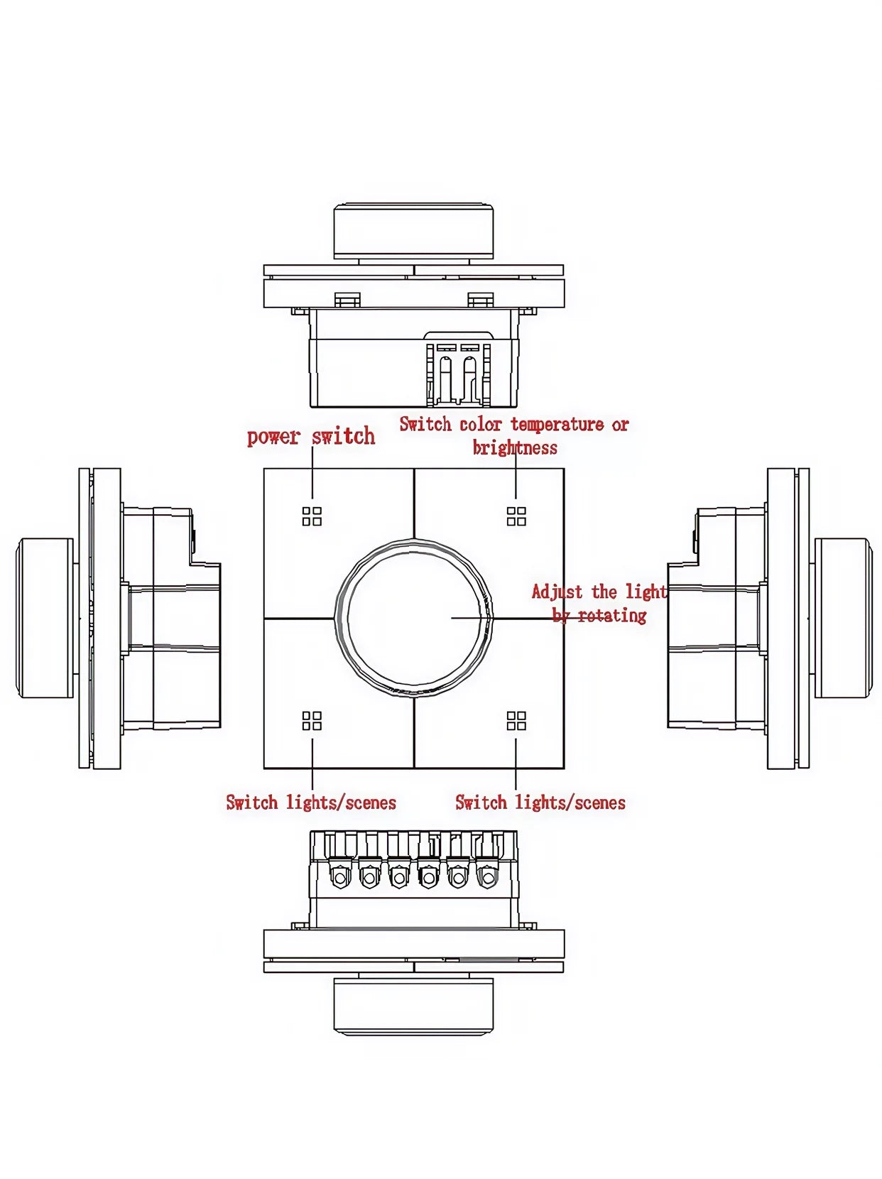 Tuya Smart Knob Dimming Switch, Zigbee Dual Relay Version