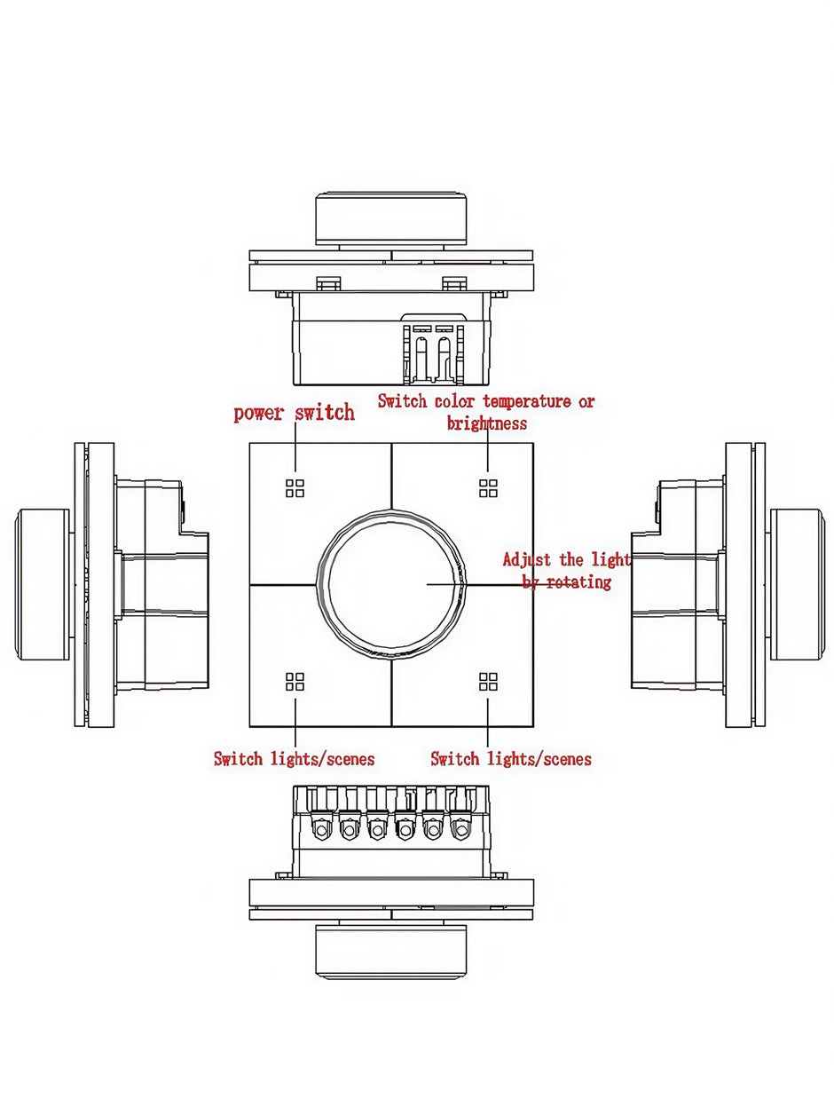 Tuya Smart Knob Dimming Switch, Zigbee Dual Relay Version