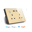 WIFI Smart Tuya Dual Wall Socket UK Electric Plug Outlet Power Monitor USB PD 20W