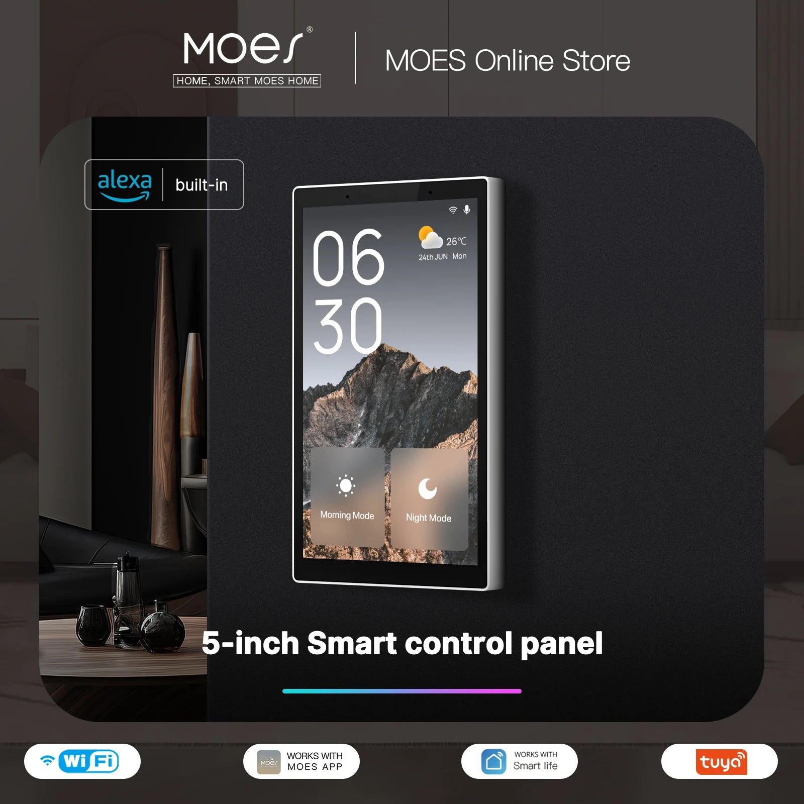 MOES Tuya Wifi Smart 5-inch Touch Screen US Center Control Panel