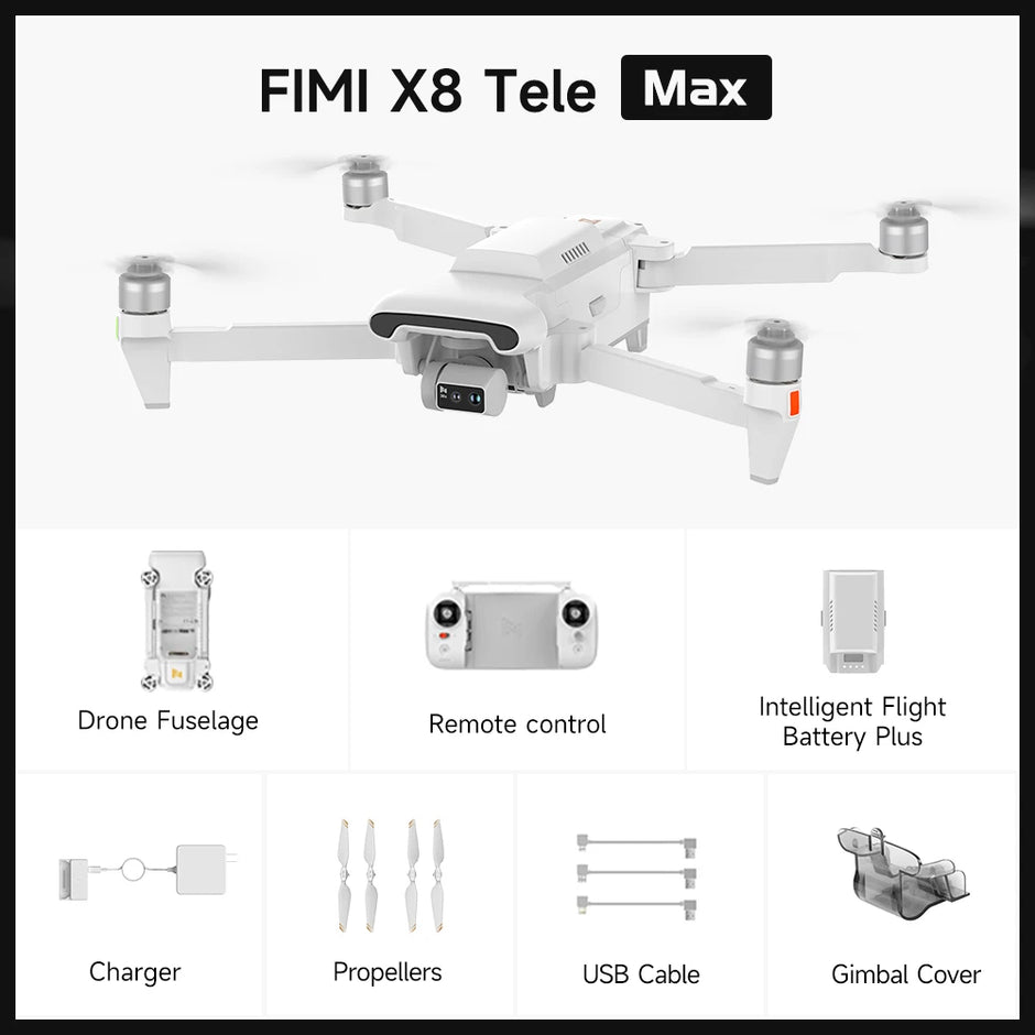 FIMI X8 Tele Max Drone 20km Range 4K 60fps Dual Camera
