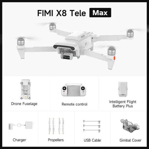 FIMI X8 Tele Max Drone 20km Range 4K 60fps Dual Camera